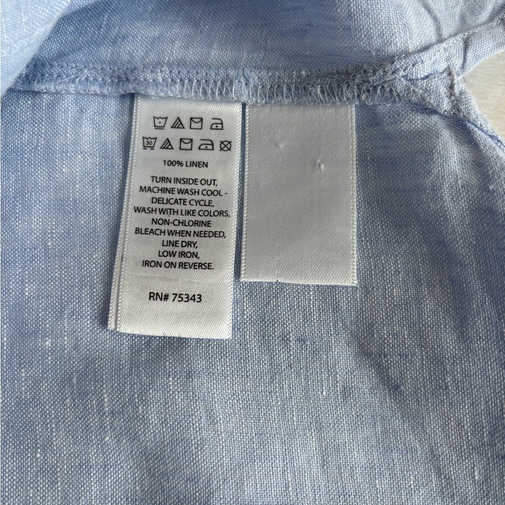 Rachel Zoe Blouse Light Blue Top Botton-Down Short Sleeve 100% Linen Size XS - Picture 7 of 8